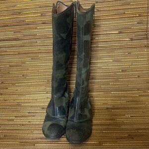 Like New Donald J. Pliner Vintage Devi 3 Olive Green Camou Knee Boots
